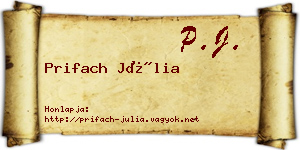 Prifach Júlia névjegykártya